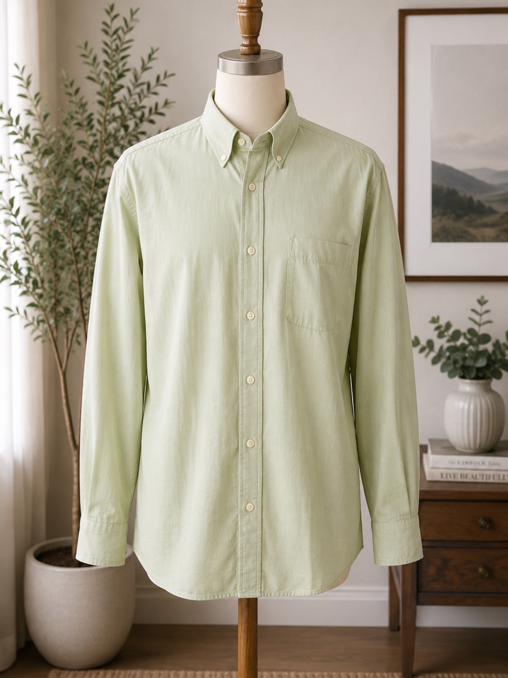 Men's Sage Green Button-Down Oxford Shirt